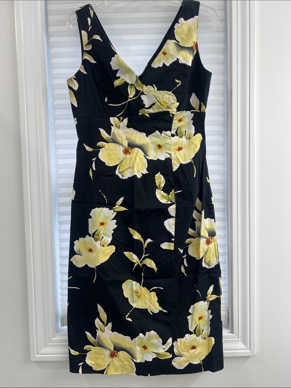 Donna Ricco Black Dress with Yellow Floral Print